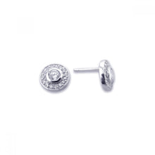 Load image into Gallery viewer, Sterling Silver Nickel Free Rhodium Plated Round Shaped Stud Earrings With CZ Stones
