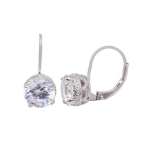 Load image into Gallery viewer, Sterling Silver Round Cut Clear Cz on Filigree Setting Leverback Earring