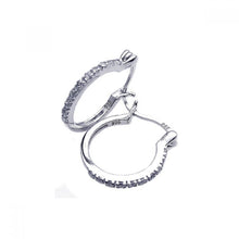 Load image into Gallery viewer, Sterling Silver Nickel Free Rhodium Plated Round Shape Huggie Earrings With CZ Stones