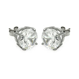 Sterling Silver Rhodium Plated Round Clear CZ Stud Earrings