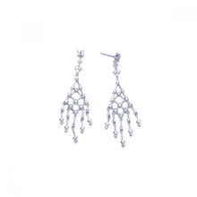 Load image into Gallery viewer, Sterling Silver Fancy Net Design Embedded with Clear Czs Chandelier Dangle Stud Earring