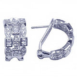 Sterling Silver Fancy Multi Marqui and Square Clear Czs Design Leverback Earring