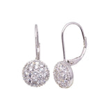 Sterling Silver Classic Round Cluster Clear Czs Leverback Earring