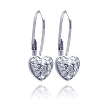 Load image into Gallery viewer, Sterling Slver Trendy Heart Cluster Clear Czs Leverback Earring