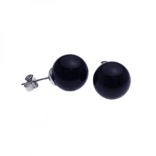 Load image into Gallery viewer, Sterling Silver Nickel Free Rhodium Plated Round With Black Pearl  Stud Earring