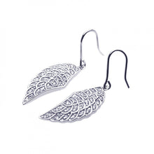 Load image into Gallery viewer, Sterling Silver Fancy Angel Wing Design Embedded with Clear Czs Dangle Hook Earring