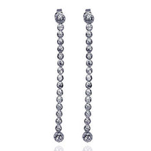 Load image into Gallery viewer, Sterling Silver Stylish Long Strand Multi Round Cut Clear Czs on Bezel Setting Dangle Stud Earring