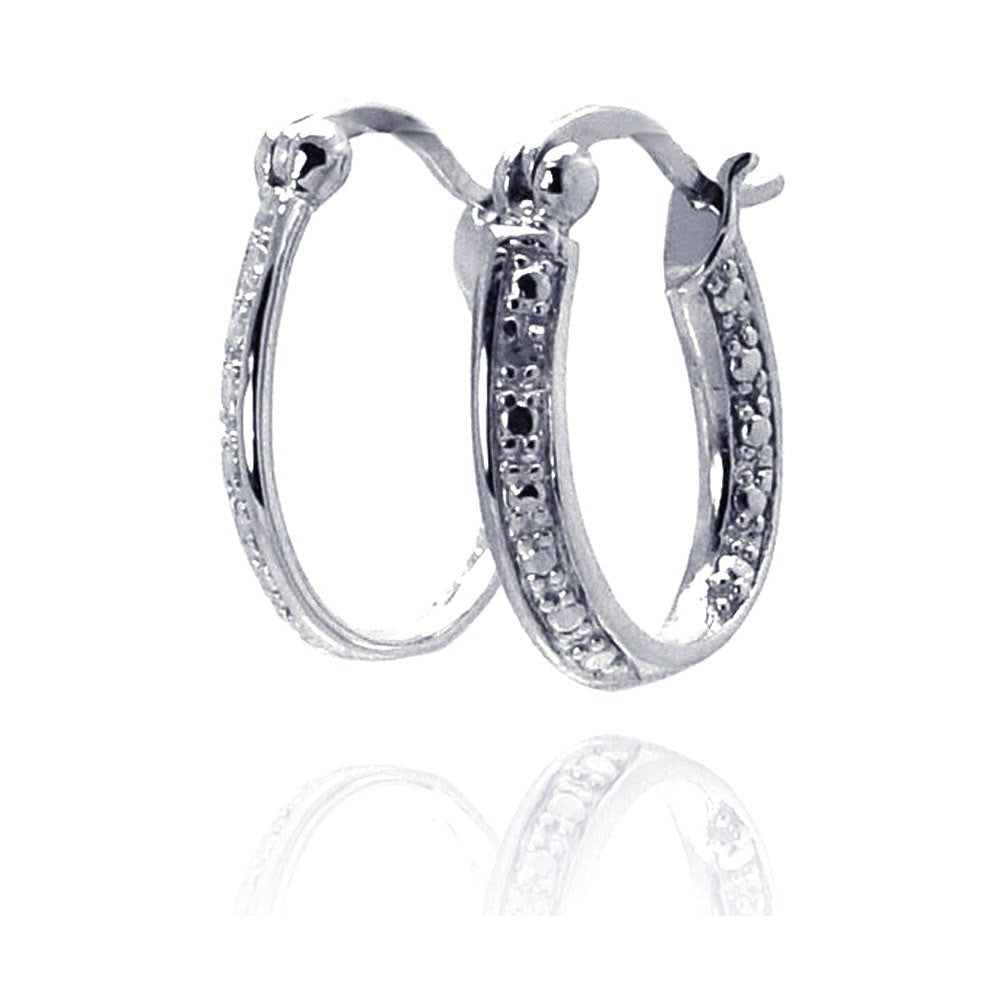 Sterling Silver Nickel Free Rhodium Plated Round Clear CZ Hoop Earring
