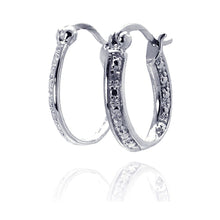 Load image into Gallery viewer, Sterling Silver Nickel Free Rhodium Plated Round Clear CZ Hoop Earring