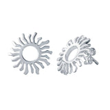 Sterling Silver Rhodium Plated Fancy Open Sun Stud Earring with Friction Back PostAnd Earring Dimensions of 15MMx15MM