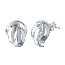 Load image into Gallery viewer, Sterling Silver Stylish Overlapping Hoop Design Stud Earring with Friction Back PostAnd Earring Dimensions of 18MMx15MM