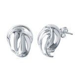 Sterling Silver Stylish Overlapping Hoop Design Stud Earring with Friction Back PostAnd Earring Dimensions of 18MMx15MM