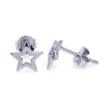 Load image into Gallery viewer, Sterling Silver Nickel Free Rhodium Plated Open Star Shaped Post Earring