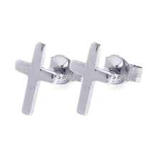 Load image into Gallery viewer, Sterling Silver Nickel Free Rhodium Plated Cross Shaped  Stud Earring
