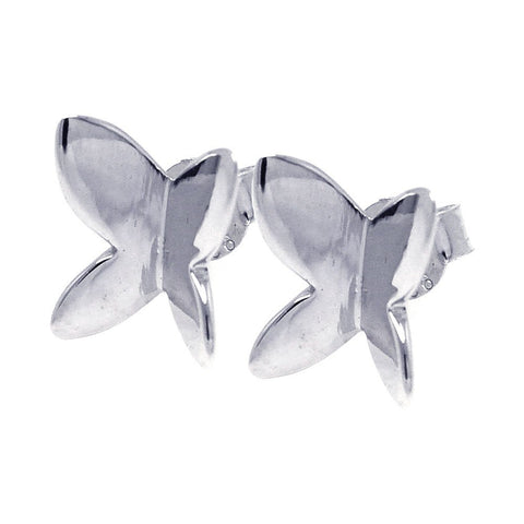 Sterling Silver Nickel Free Rhodium Plated Butterfly Shaped  Stud Earring