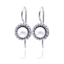 Load image into Gallery viewer, Sterling Silver Rhodium Plated Round Fresh Water Pearl Hook Earring