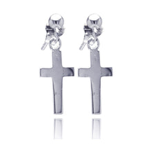 Load image into Gallery viewer, Sterling Silver Modern Cross Design Dangle Stud Earring