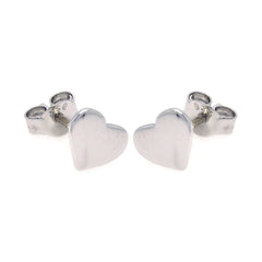 Sterling Silver Nickel Free Rhodium Plated Heart Shaped Stud Earrings