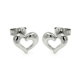 Sterling Silver Nickel Free Rhodium Plated Open Heart Stud Earrings