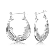 Load image into Gallery viewer, Sterling Silver High Polished Double Fish Hoop Earrings