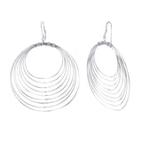 High Polished Sterling Silver Stylish Multi Wire Round Shaped Earrings with Earring Dimensions of 61MMx55MM