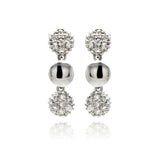 Sterling Silver Fancy Three Disc with Micro Paved Clear Czs Dangle Stud EarringAnd Earring Dimensions of 19.05MMx5.8MM