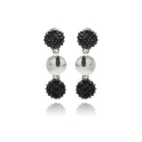 Sterling Silver Fancy Three Disc with Micro Paved Black Czs Dangle Stud EarringAnd Earring Dimensions of 19.05MMx5.8MM