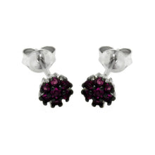 Load image into Gallery viewer, Sterling Silver Nickel Free Rhodium And Black Rhodium Plated Red Round CZ  Stud Earring