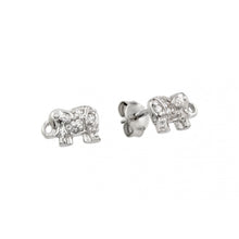 Load image into Gallery viewer, A Plain Sterling Silver Elephant Design Earring Embedded with Clear Cz Stones. Earring Dimensions of 5.7MM x 8.5MM