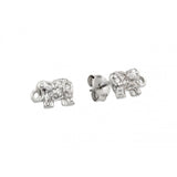 A Plain Sterling Silver Elephant Design Earring Embedded with Clear Cz Stones. Earring Dimensions of 5.7MM x 8.5MM