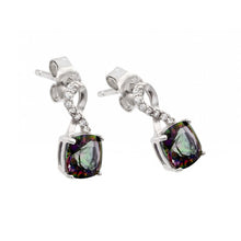 Load image into Gallery viewer, Sterling Silver Rhodium Plated Synthetic Mystic Topaz Dangling Stud Earrings