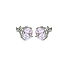Load image into Gallery viewer, Sterling Silver Rhodium Plated ABL CZ Round Basket Set Studs