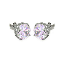 Load image into Gallery viewer, Sterling Silver Rhodium Plated ABL CZ Round Basket Set Studs