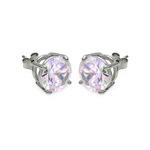 Sterling Silver Rhodium Plated ABL CZ Round Basket Set Studs