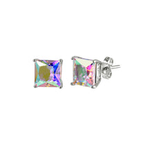 Load image into Gallery viewer, Sterling Silver Rhodium Plated ABL CZ Basket Set Studs