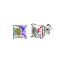 Load image into Gallery viewer, Sterling Silver Rhodium Plated ABL CZ Basket Set Studs