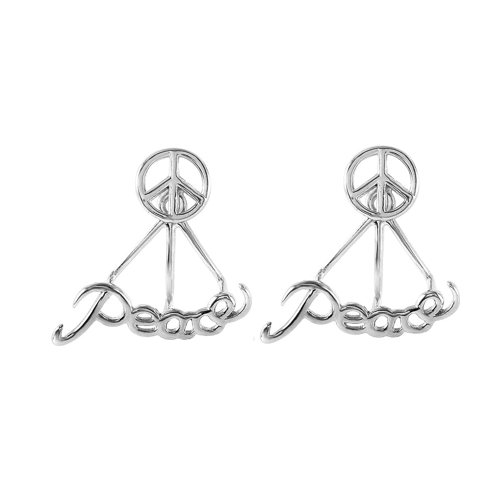 Sterling Silver Plain Peace Rake Stud Earring with Friction Back PostAnd Earring Dimensions of 18MMx17MM