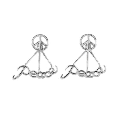 Sterling Silver Plain Peace Rake Stud Earring with Friction Back PostAnd Earring Dimensions of 18MMx17MM