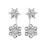 Sterling Silver Fancy Snowflakes Inlaid with Clear Cz Stones Stud EarringAnd Friction Back PostAnd Earring Dimensions of 22MMx9MM