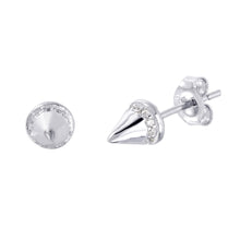 Load image into Gallery viewer, High Polished Sterling Silver Spike Stud Earrings with Clear CZ StonesAnd Earring Dimensions of 5MMx5MM and Friction Post Back