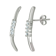 Load image into Gallery viewer, Sterling Silver Rhodium Plated CZ Climbing Earrings