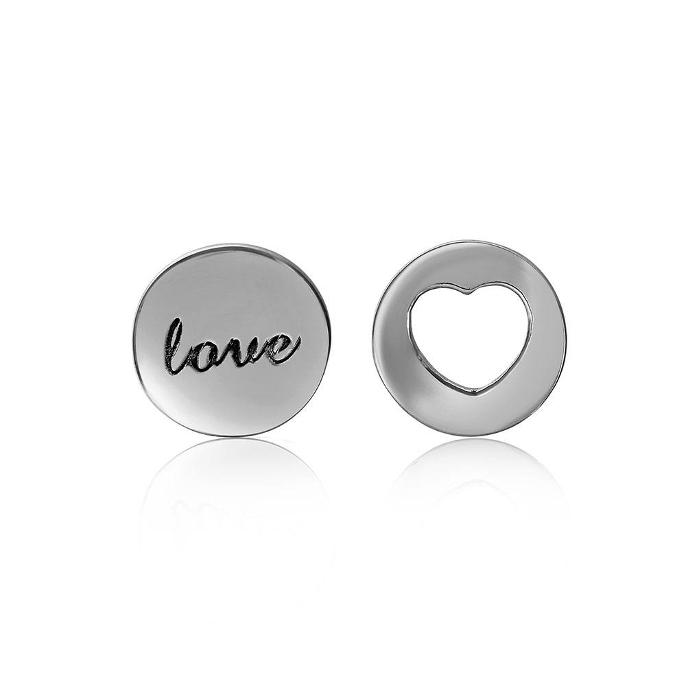 Sterling Silver Nickel Free Rhodium Plated Love And Heart Earrings