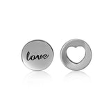 Sterling Silver Nickel Free Rhodium Plated Love And Heart Earrings