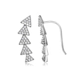 Sterling Silver Rhodium Plated 6 Triangle Pointing Up Earrings with Paved Clear CZAnd Earring Length of 20.7MM