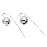 Sterling Silver Rhodium Plated  Bead Earrings With Hanging Post