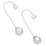 Sterling Silver Rhodium Plated Hanging Synthetic Pearl Beaded Hook Earrings