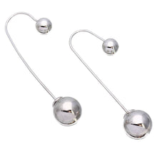 Load image into Gallery viewer, Sterling Silver Rhodium Plated Hanging Bead Hook Shaped Earrings