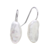 Sterling Silver Rhodium Plated Hook Earrings with Fresh Water Pearl
