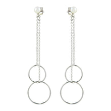 Load image into Gallery viewer, Sterling Silver Rhodium Plated Hoop Shape Dangling Earrings