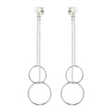 Sterling Silver Rhodium Plated Hoop Shape Dangling Earrings